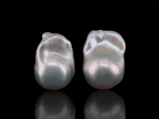 [JX3260] Freshwater Pearl Baroque 19x13mm Free Form Half Drilled White PAIR