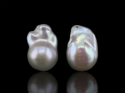 [JX3263] Freshwater Pearl Baroque 19x13mm Free Form Half Drilled White PAIR