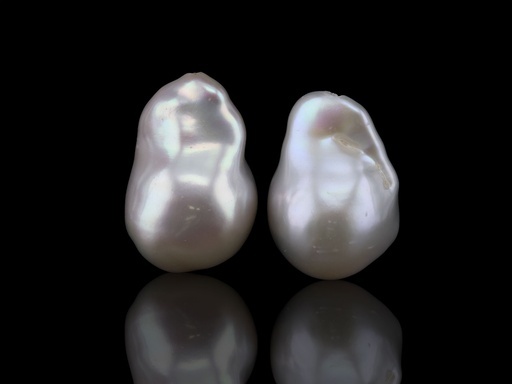 [JX3264] Freshwater Pearl Baroque 20x13mm Free Form Half Drilled White PAIR