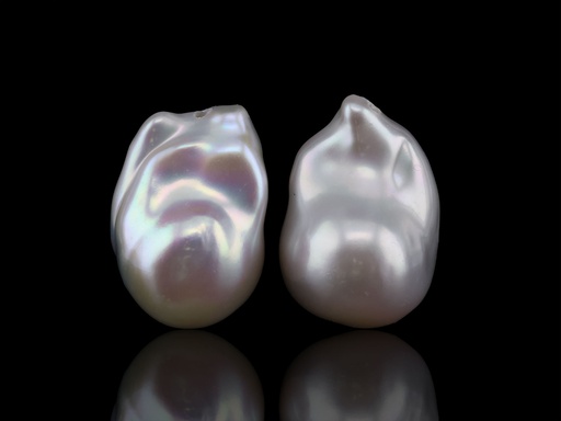 [JX3266] Freshwater Pearl Baroque 21x14mm Free Form Half Drilled White PAIR