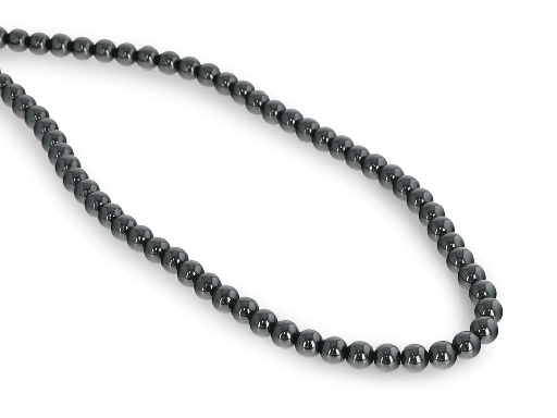 [BEADJ3070] Synthetic Hematite 6.00mm Polished Round Strand