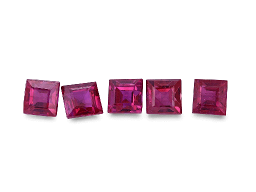 [RQ10225P] Ruby 2.25mm Square Carre Good Pink Red