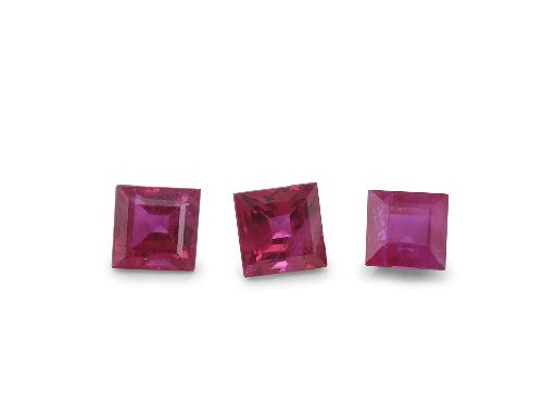 [RQ2035P] Ruby 3.50mm Square Carre Mid Pink Red