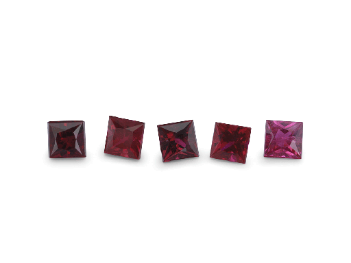 [RQP1025R] Ruby 2.50mm Square Princess Cut Good Red