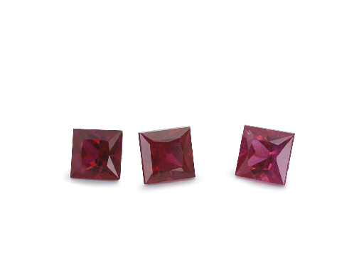 [RQP10325R] Ruby 3.25mm Square Princess Cut Good Red