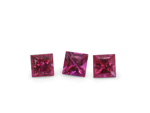 [RQP1035P] Ruby 3.50mm Square Princess Cut Good Pink Red