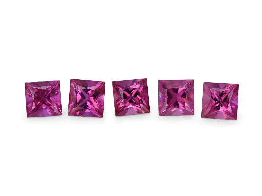 [RQP20225P] Ruby 2.25mm Square Princess Cut Mid Pink Red