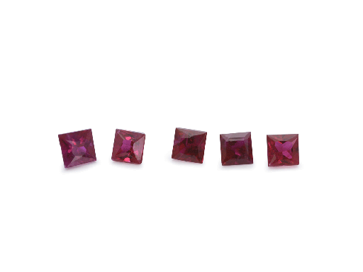 [RQP202R] Ruby 2.00mm Square Princess Cut Mid Red