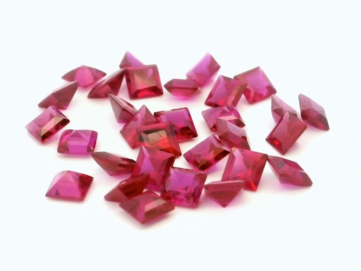 [RSPQ-0275] Synthetic Ruby 2.75mm Carre Cut Dark Pink