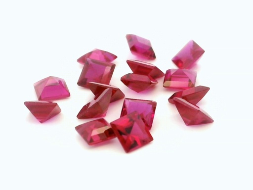 [RSPQ-05] Synthetic Ruby 5.00mm Carre Cut Dark Pink