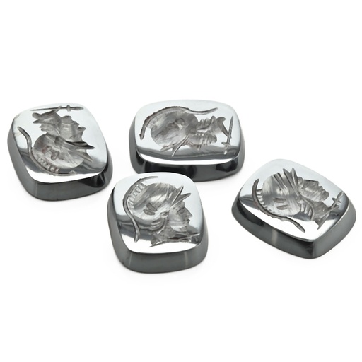 [HAJ20037] Haematite 12x10mm Cushion Intaglio Single Bezel 