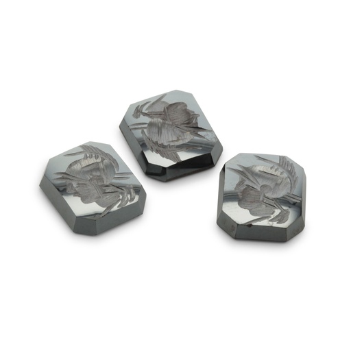[HAJ20041] Haematite 14x12mm Octagonal Intaglio Single Bevel