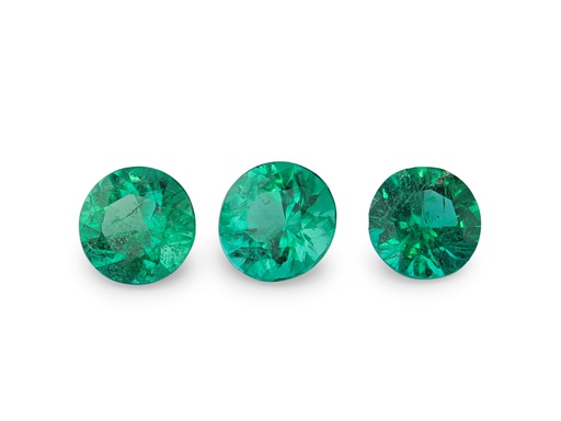 [ER035C] Emerald 3.50mm Round Diamond Cut Bright Green