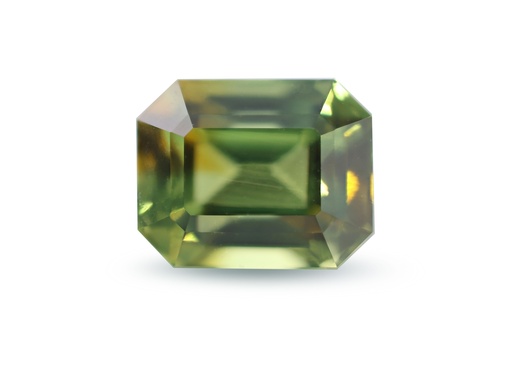 [SPAX4136] Parti Sapphire 6.48x5.12mm Emerald Cut Yellow Green