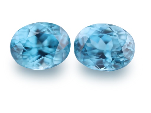 [ZIRCX3167] Blue Zircon 6.4x5mm Oval PAIR