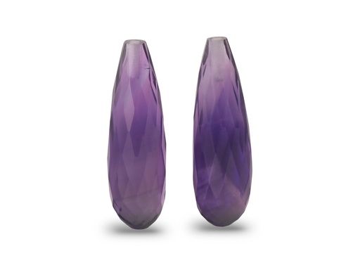 [QADL2006P3] Amethyst 20x6mm Briolette Dark Pair