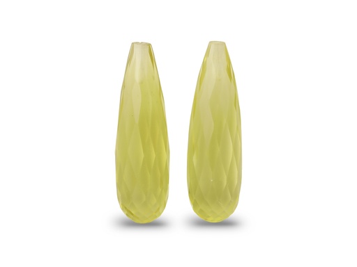 [QLDL2006P] Lemon Quartz 20x6mm Briolette Pair