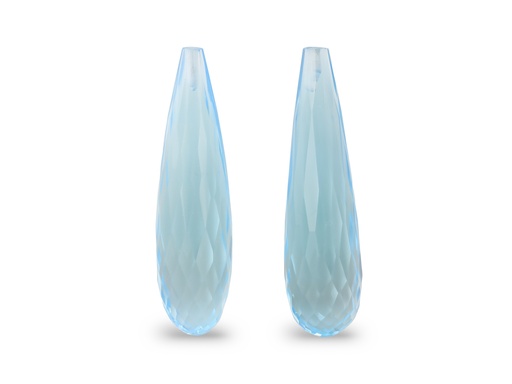[TKDL3008P] Topaz 30x8mm Briolette Light Blue Pair