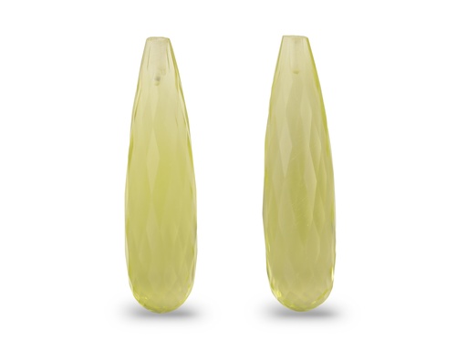 [QLDL3008P] Lemon Quartz 30x8mm Briolette Pair