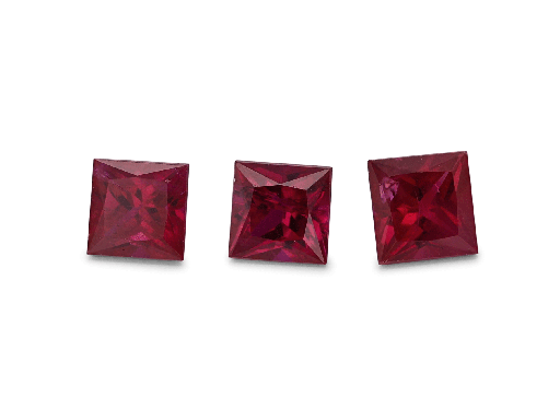 [RJ10164] Ruby 3mm Princess Cut Good Red