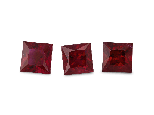 [RJ10166] Ruby 3.25mm Princess Cut Good Dark Red