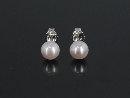 [FIN3022] [FIN3022] Freshwater Pearl White 6-6.5mm Round Button Earrings (C)