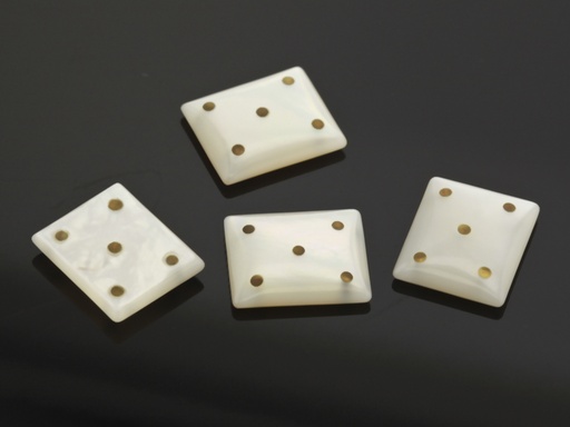 [MPJ20007] Mother of Pearl 12x10mm Rectangle Buff Top with 5 Marcasites