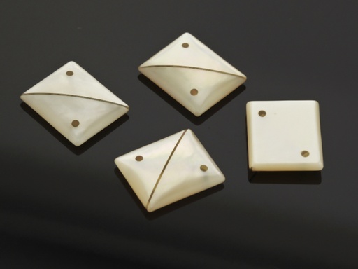 [MPJ20008] Mother of Pearl 12x10mm Rectangle Buff Top Stripe across and 2 Marcasites