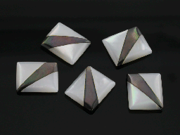 [MPJ20009] Mother of Pearl 12x10mm Rect Buff-Top w/ Stripe across corner