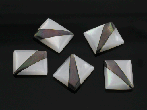 [MPJ20009] Mother of Pearl 12x10mm Rect Buff-Top w/ Stripe across corner