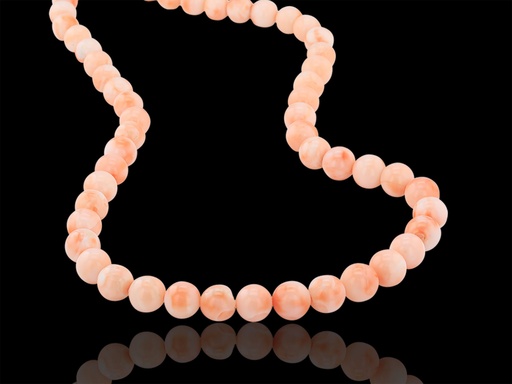 [BEADX3176] Coral 6.5-9mm Graduated Round Polished Strand Pink