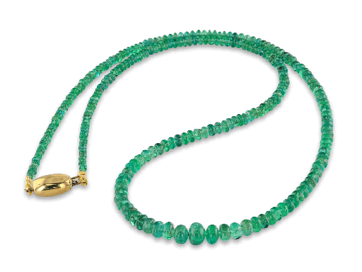 [FIN3059] Emerald graduated rondell Strand 2-5.8mm with 9ct Y/Gold Clasp