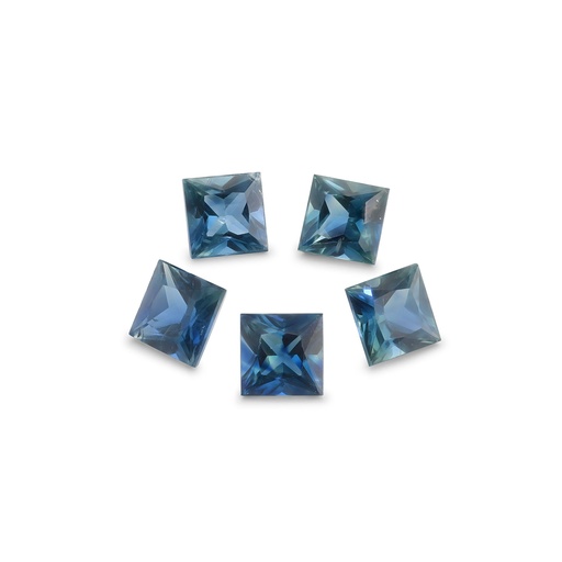 [SAS3244] Australian Sapphire 3.6mm +/- Princess Cut Blue Set of 5