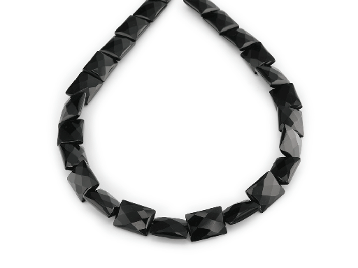 [BEADJ20318] Onyx 16x12mm Rectangle Faceted Strand