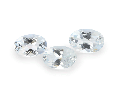 [QS3182] Aquamarine 6x4mm Oval  set of 3