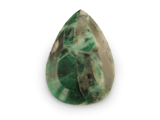 [EX10287] Emerald in Matrix 40x27mm Pear Shape Cabochon