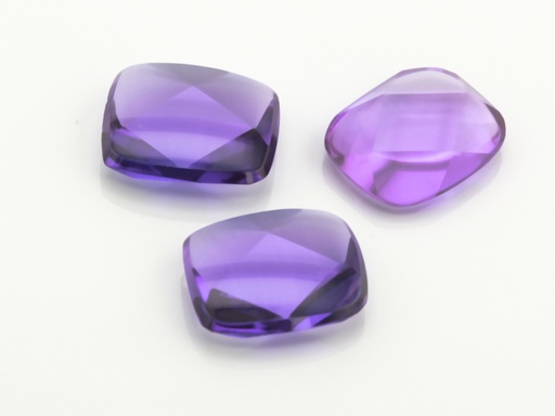 [AMCJ20083] Synthetic Sapphire 12x10mm Cushion Buff Top German Cut Purple