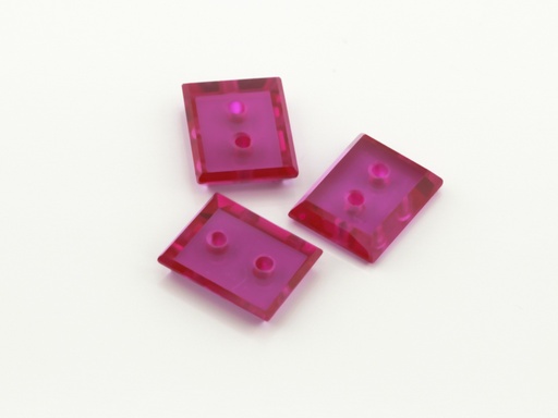 [RSJ1065] Synthetic Ruby Pink 10x8mm Rectangular Buff Top Double Drilled Hole