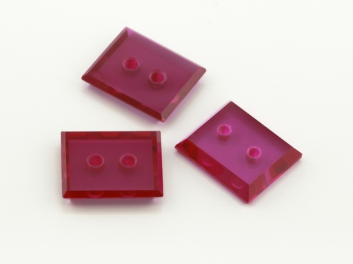 [RSJ1066] Synthetic Ruby Pink 12x10mm  Double Drilled Hole Rectangular Buff Top