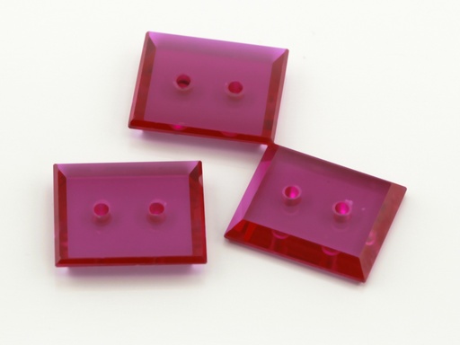 [RSJ20057] Synthetic Ruby Pink 14x12mm Rectangular Buff Top Double Drilled Hole